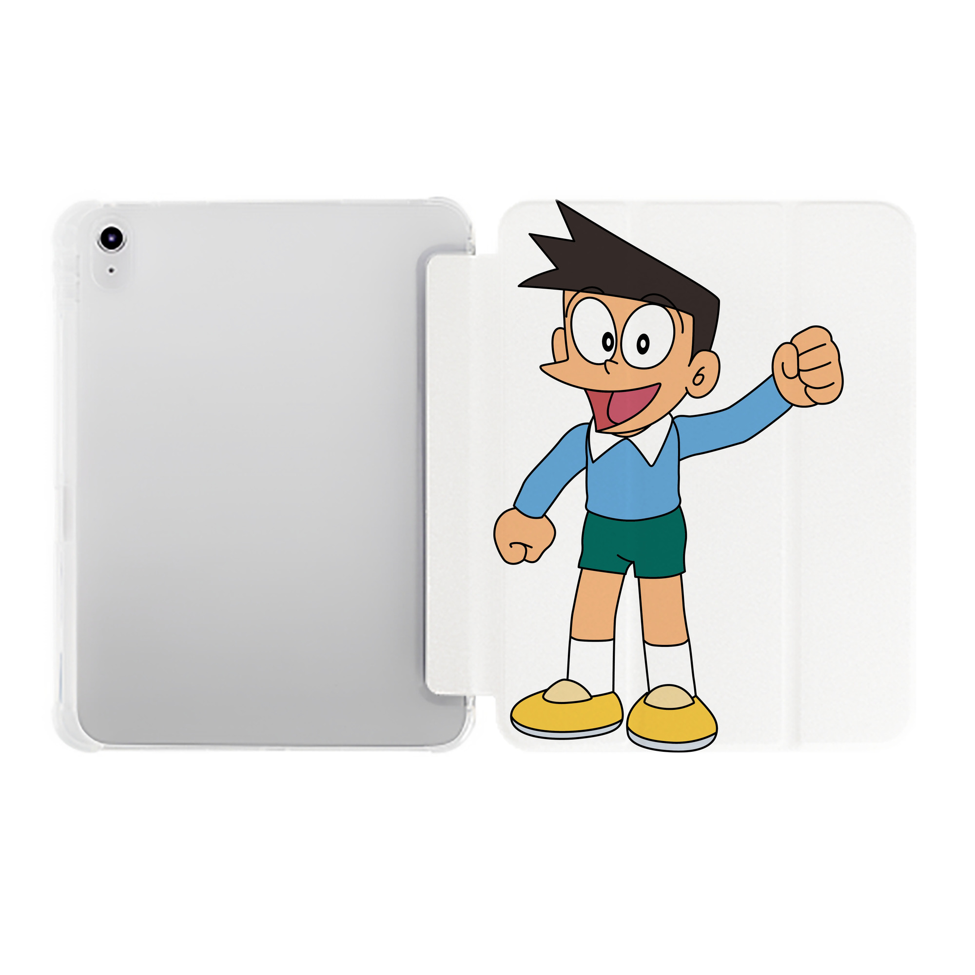 （画像用） ドラえもん 骨川 スネ夫 Doraemon Honekawa Suneo IPad ケース ペン収納付き 三つ折りスタンド PUレザー×シリコン 対応機種9.5/10.5/10.9インチ